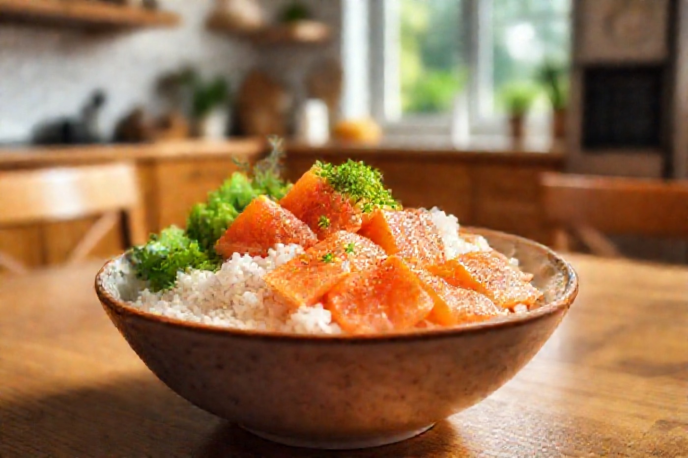 磐梯サーモンをのせたサーモン丼